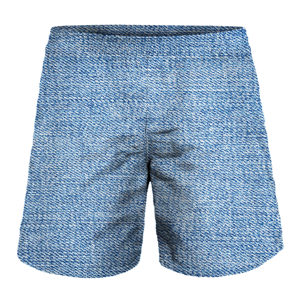 Classic Blue Denim Jeans Print Men's Shorts