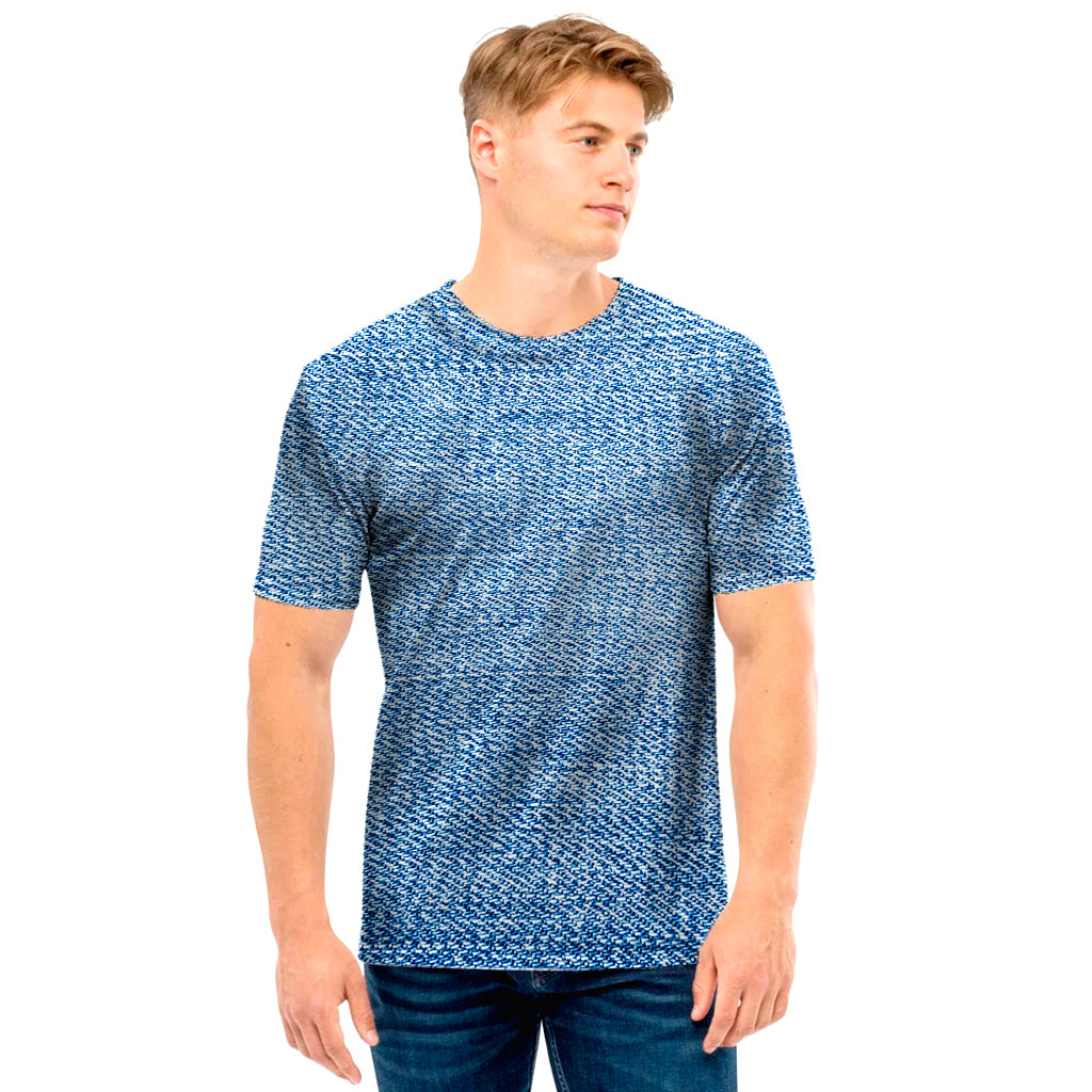 Classic Blue Denim Jeans Print Men's T-Shirt