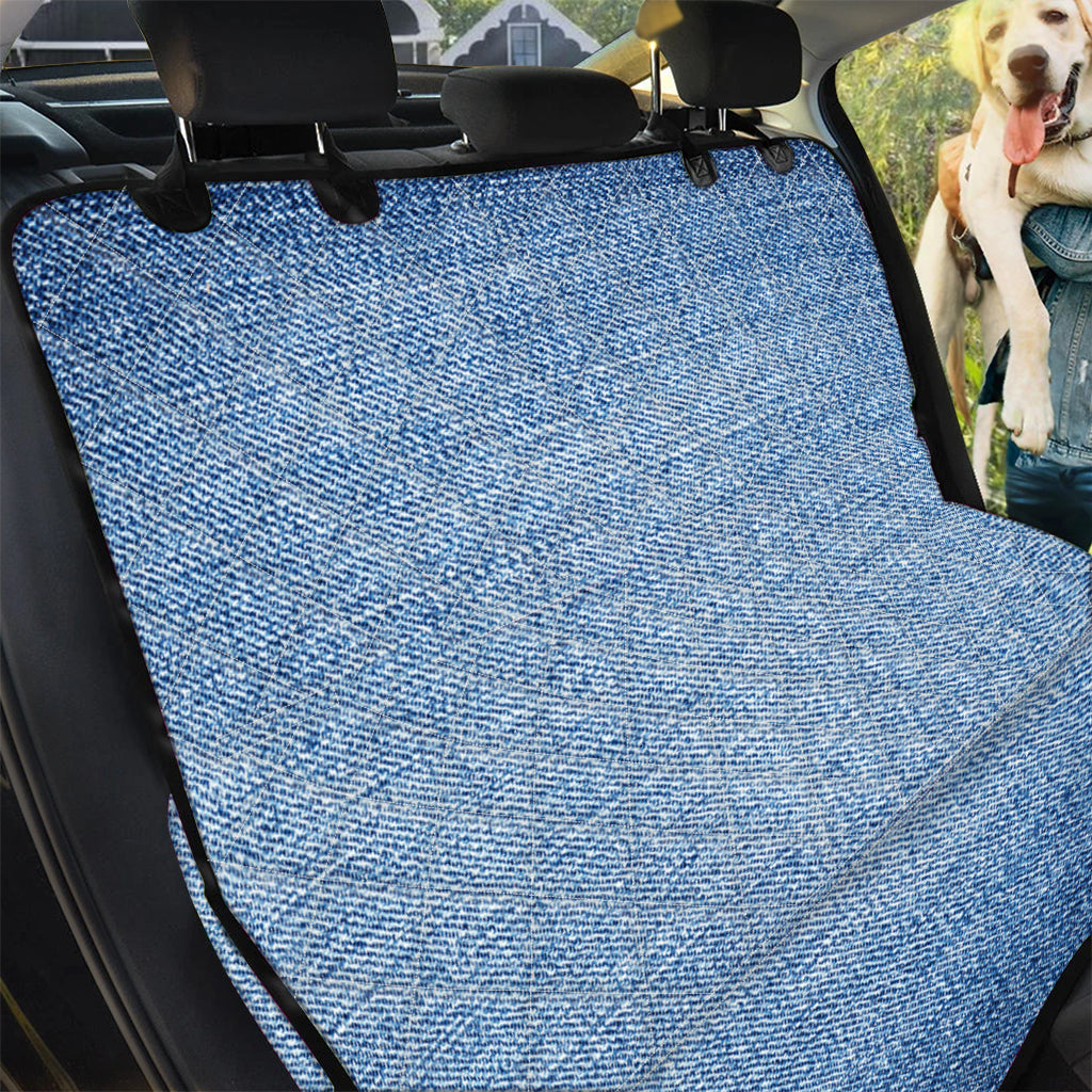 Classic Blue Denim Jeans Print Pet Car Back Seat Cover