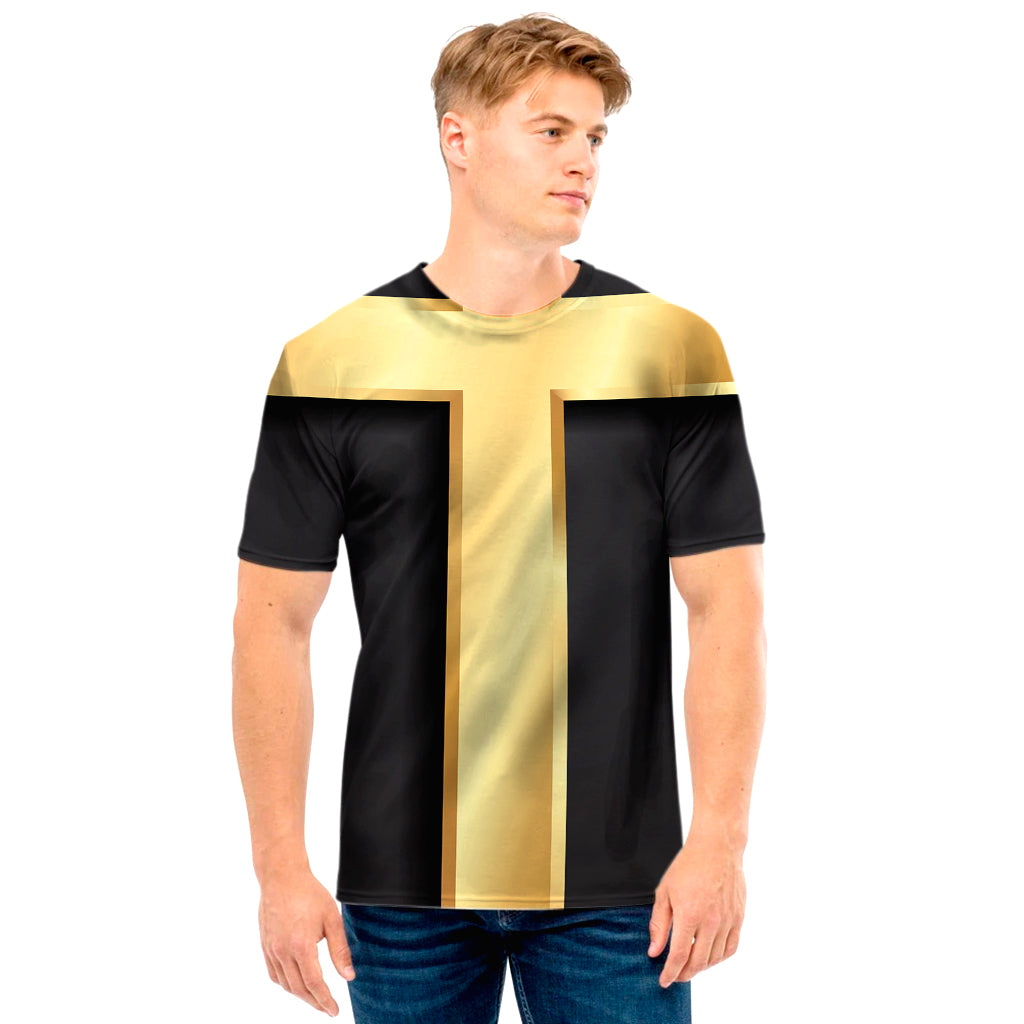 Classic Golden Cross Print Men's T-Shirt