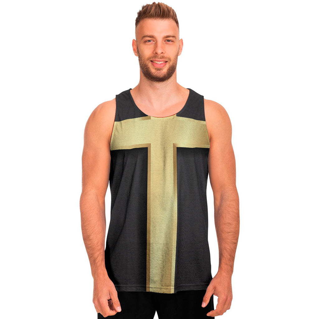 Classic Golden Cross Print Men's Tank Top