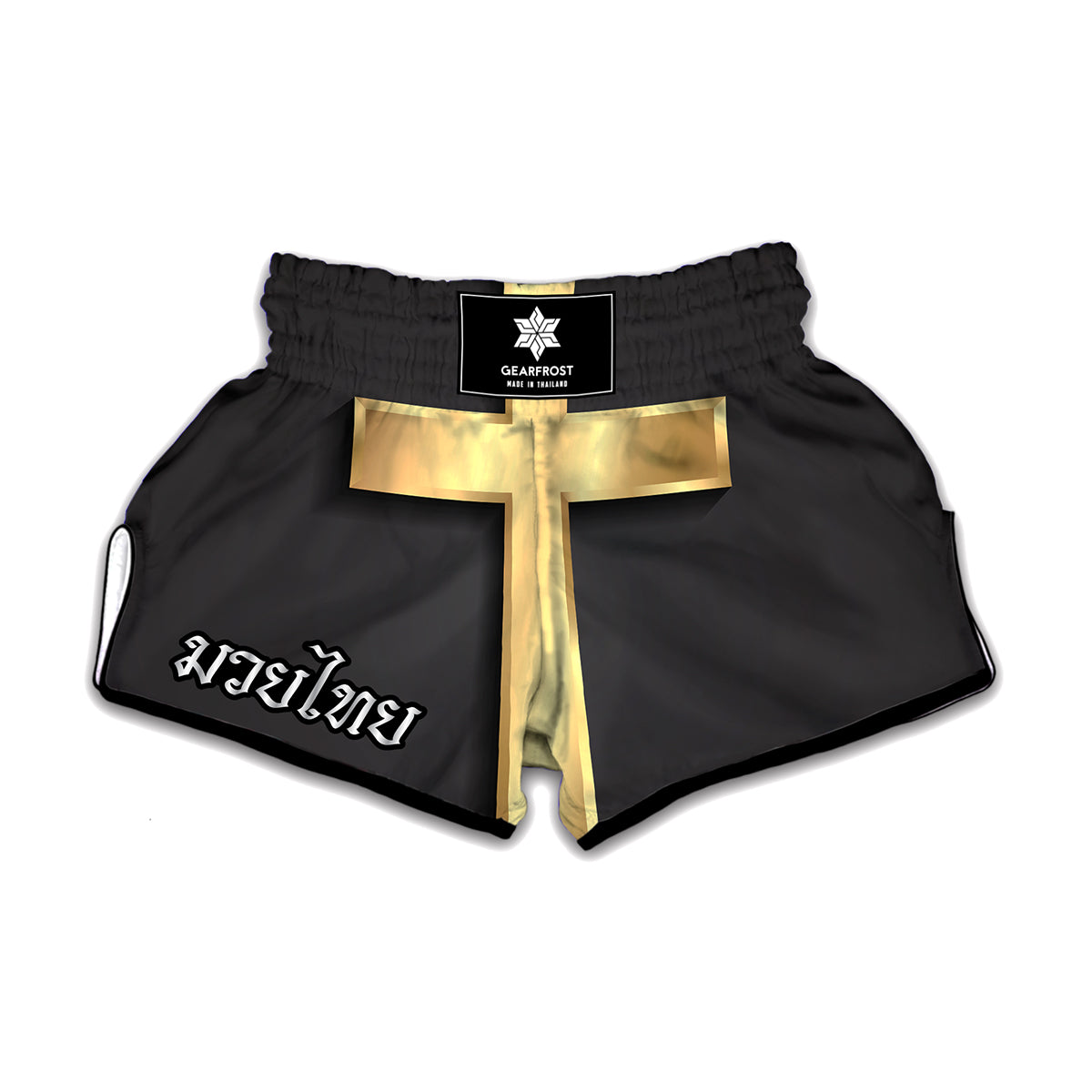 Classic Golden Cross Print Muay Thai Boxing Shorts