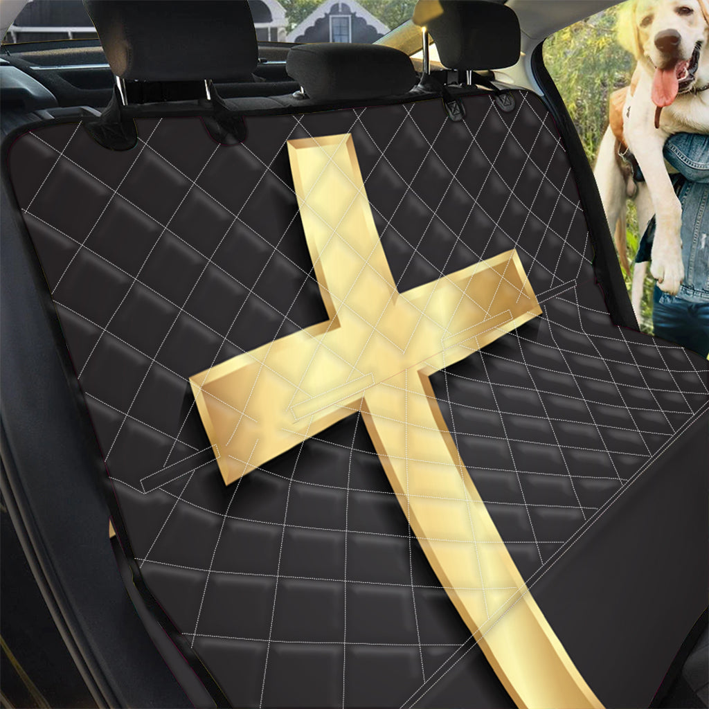 Classic Golden Cross Print Pet Car Back Seat Cover