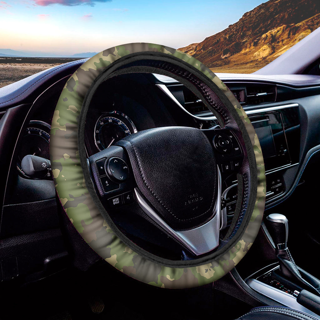 Classic Green Camouflage Print Car Steering Wheel Cover