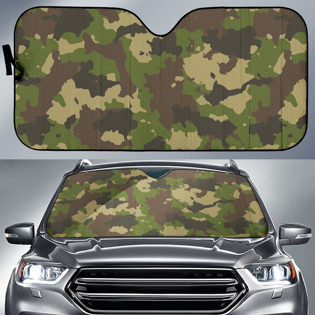 Classic Green Camouflage Print Car Sun Shade