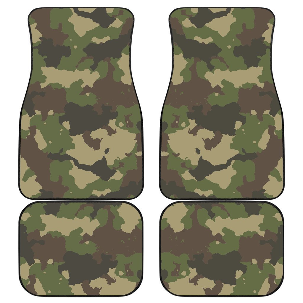 Classic Green Camouflage Print Front and Back Car Floor Mats