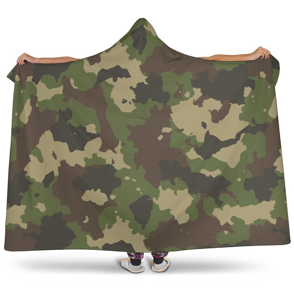 Classic Green Camouflage Print Hooded Blanket