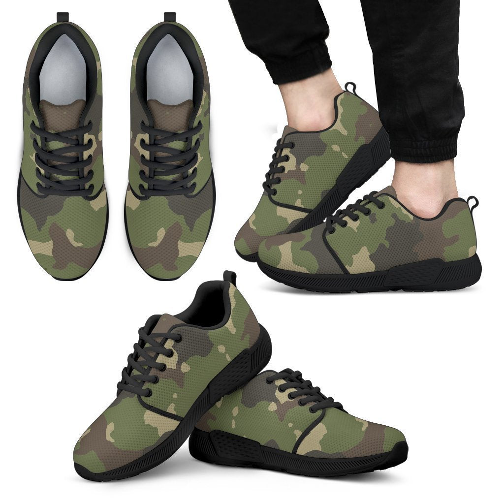 Classic Green Camouflage Print Men's Athletic Shoes