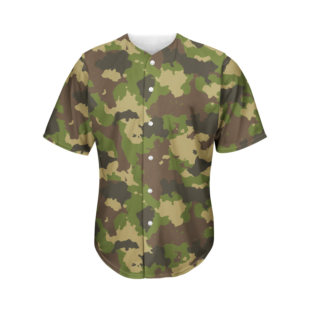 Classic Green Camouflage Print Men's Baseball Jersey