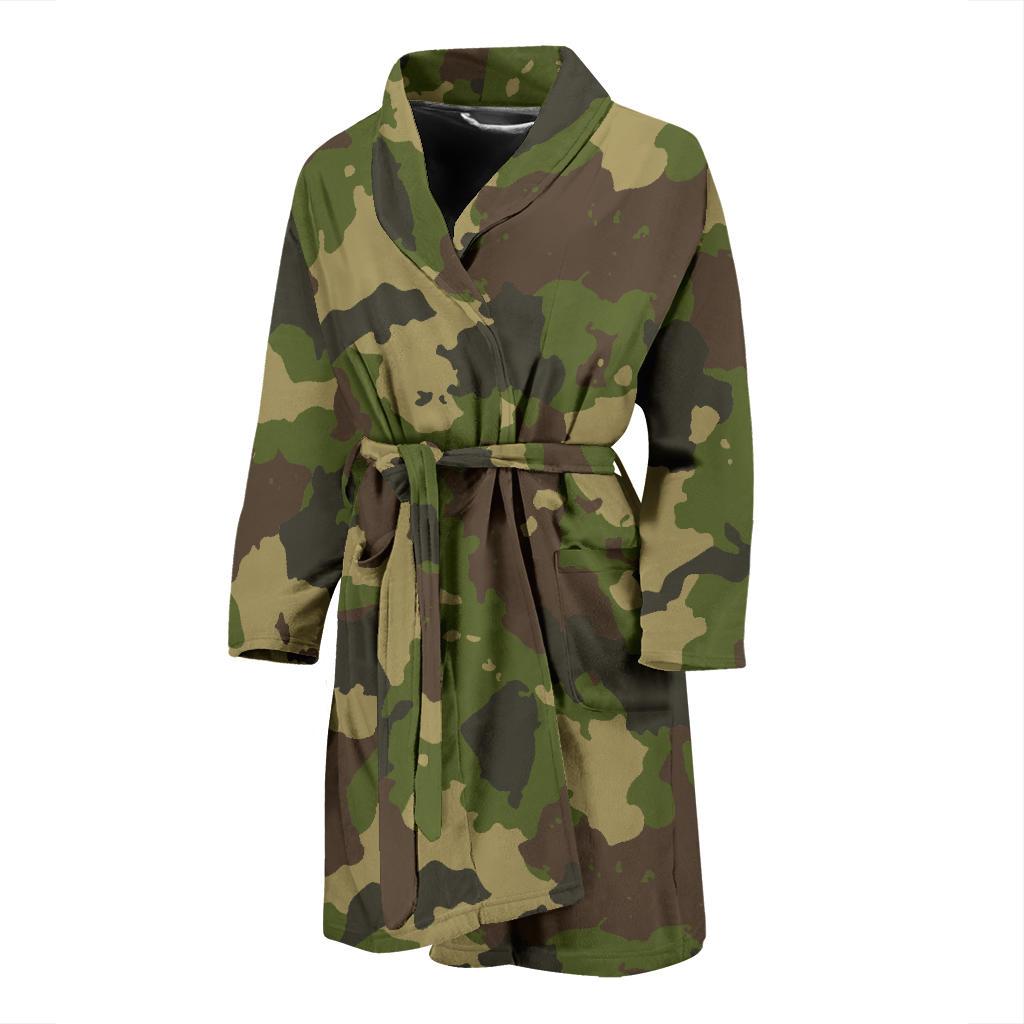 Classic Green Camouflage Print Men's Bathrobe