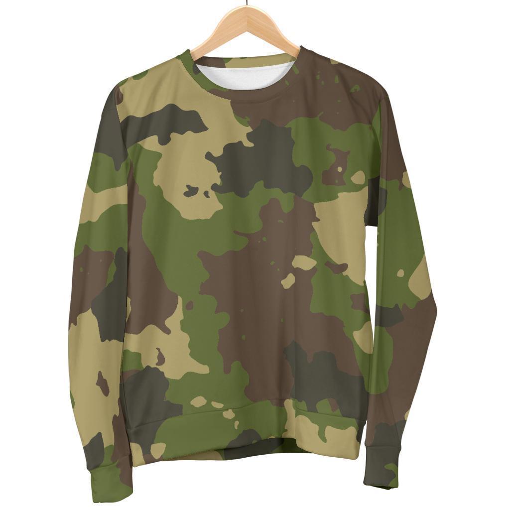 Classic Green Camouflage Print Men's Crewneck Sweatshirt