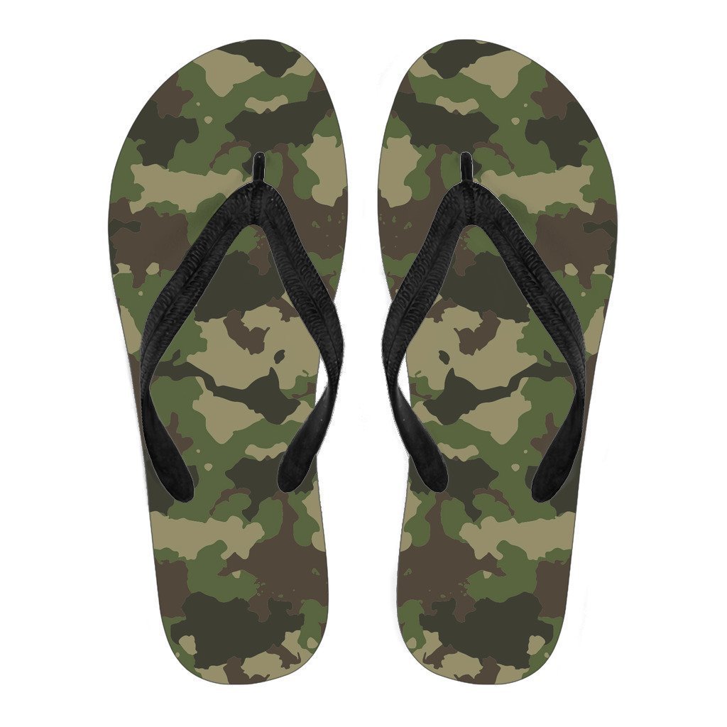 Classic Green Camouflage Print Men's Flip Flops