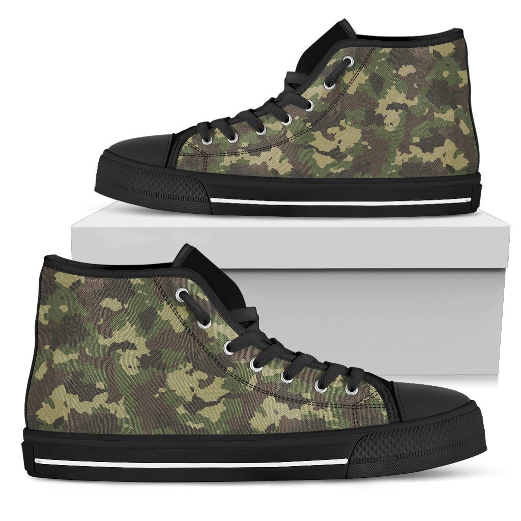 Classic Green Camouflage Print Men's High Top Shoes