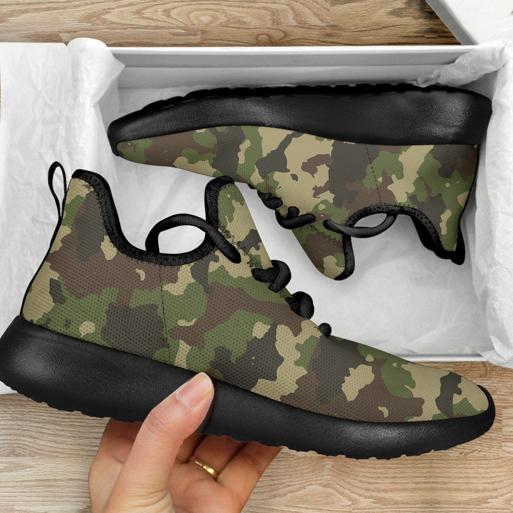 Classic Green Camouflage Print Mesh Knit Shoes