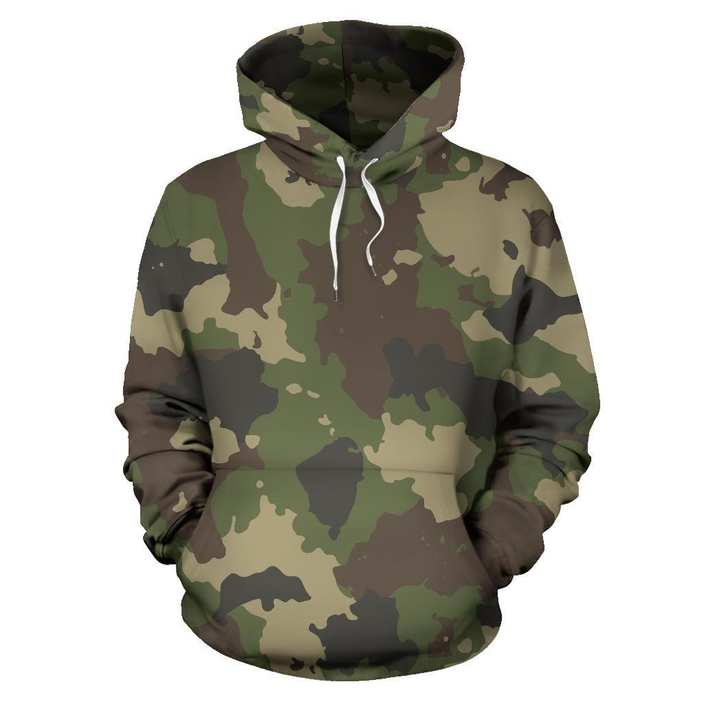 Classic Green Camouflage Print Pullover Hoodie