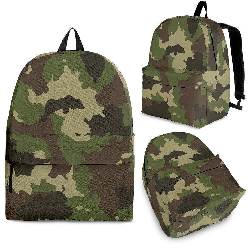 Classic Green Camouflage Print School Backpack