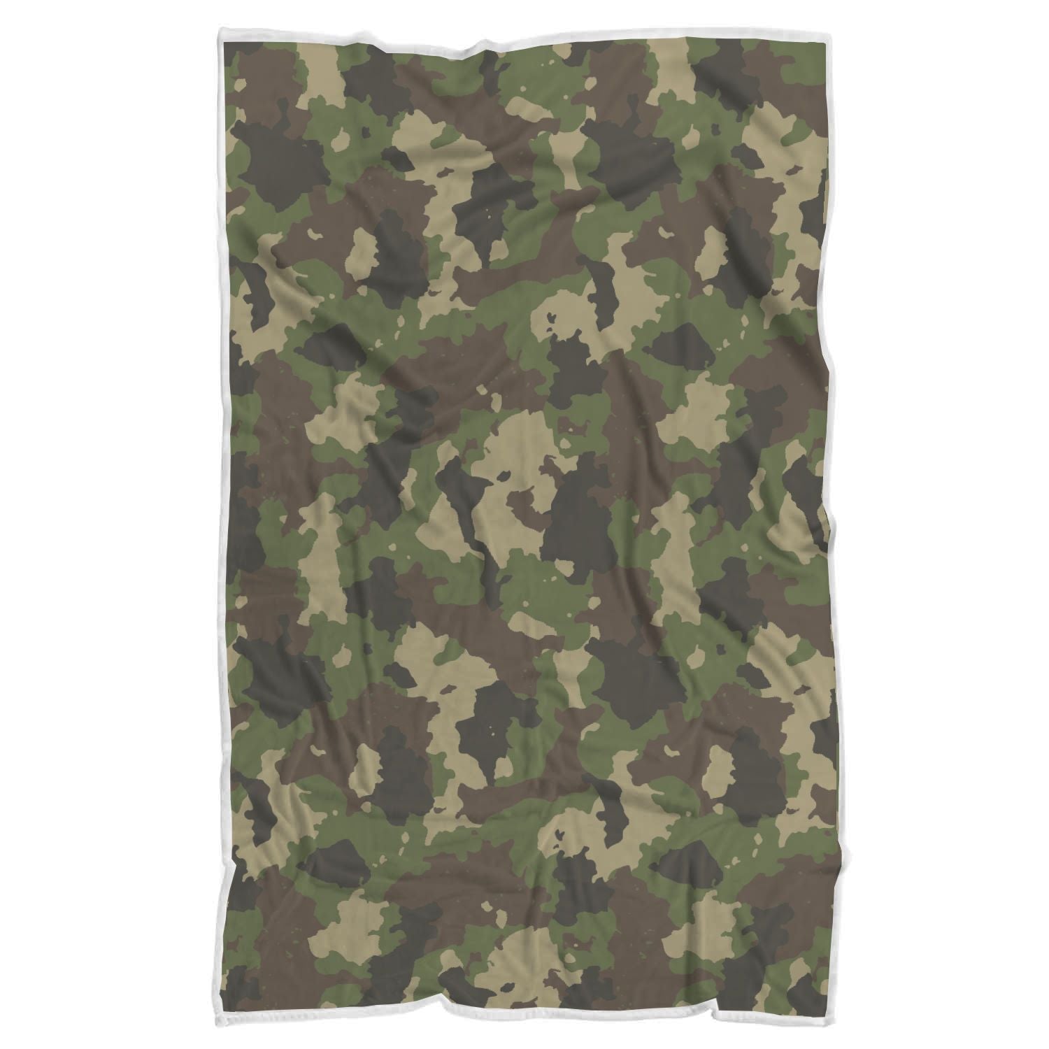 Classic Green Camouflage Print Sherpa Blanket