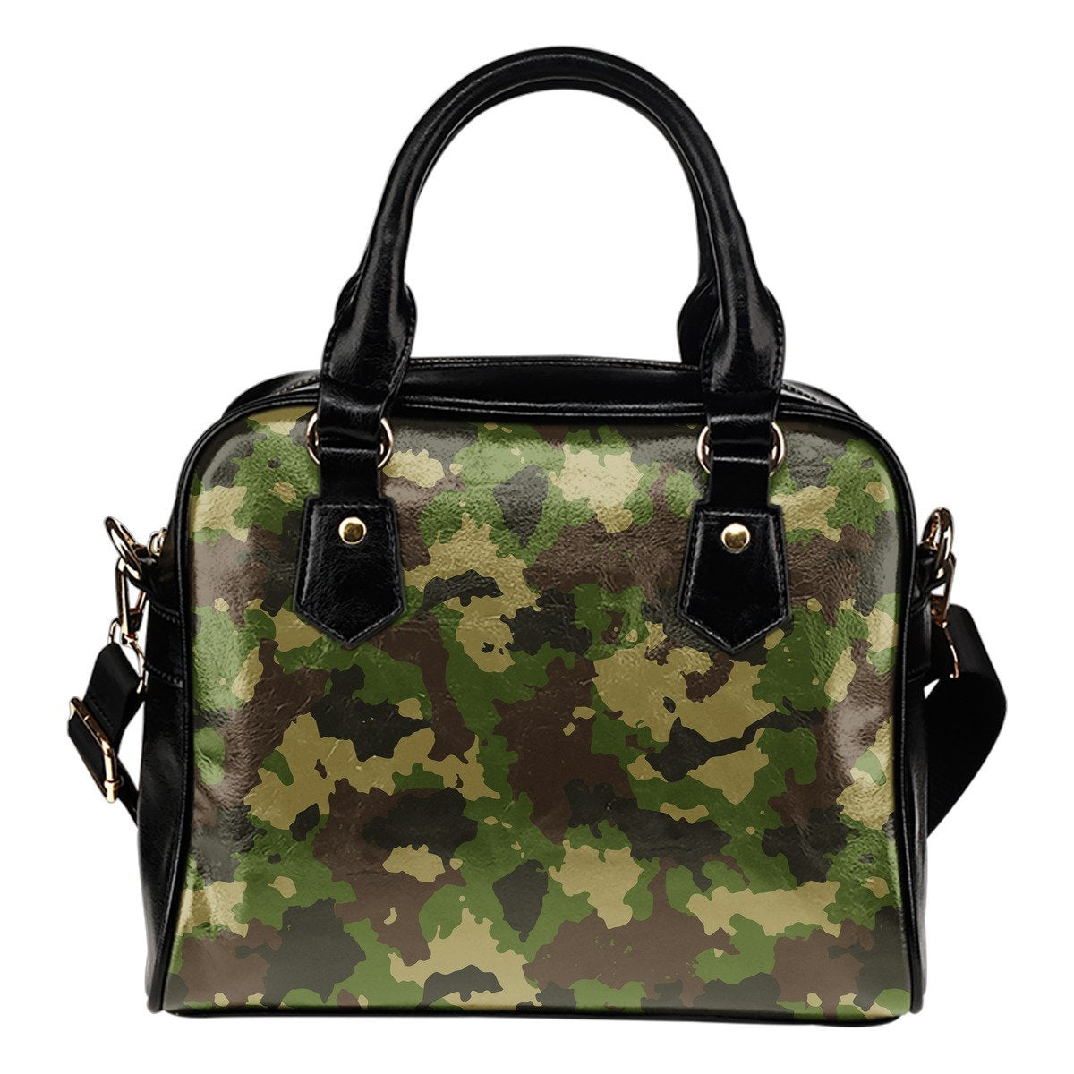 Classic Green Camouflage Print Shoulder Handbag