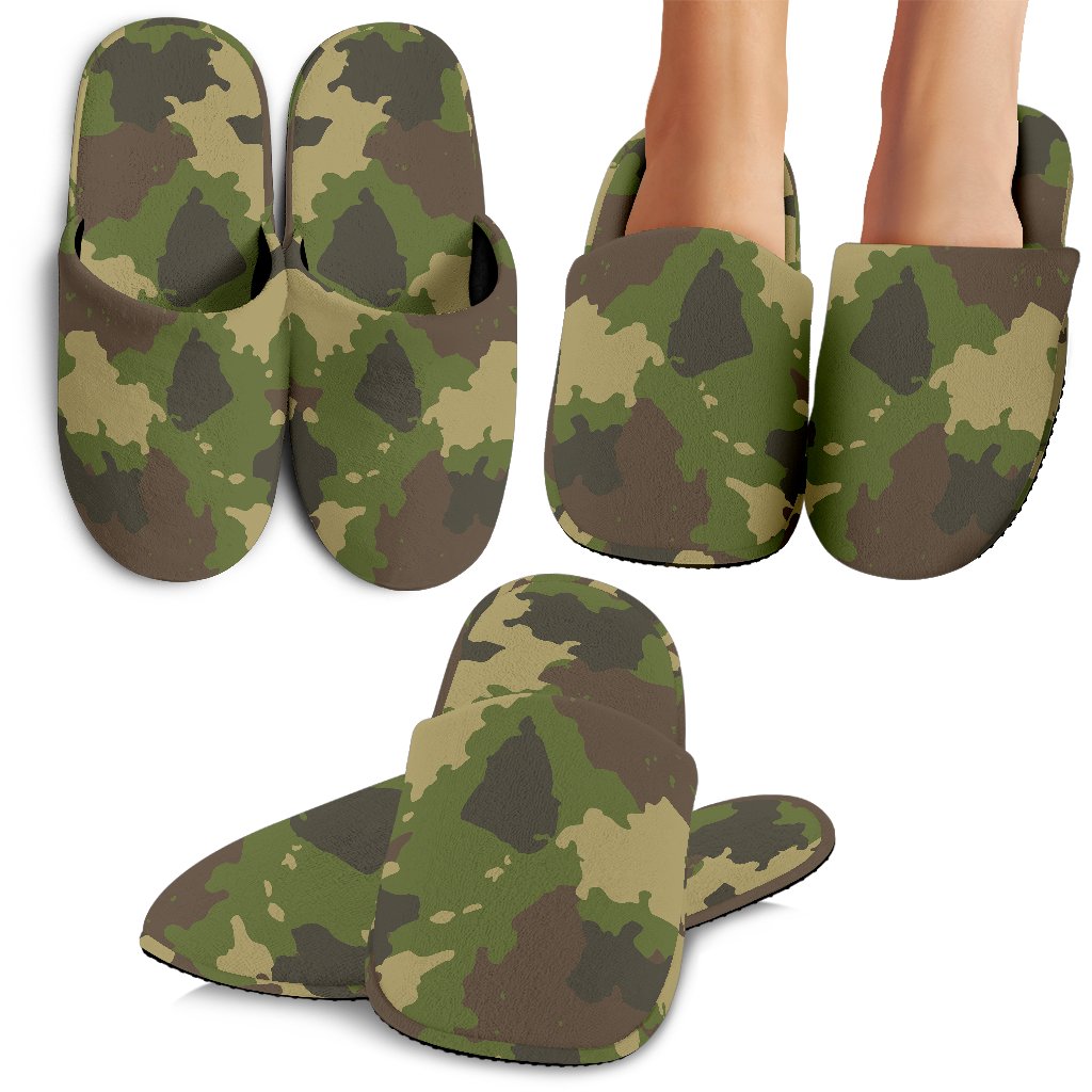 Classic Green Camouflage Print Slippers