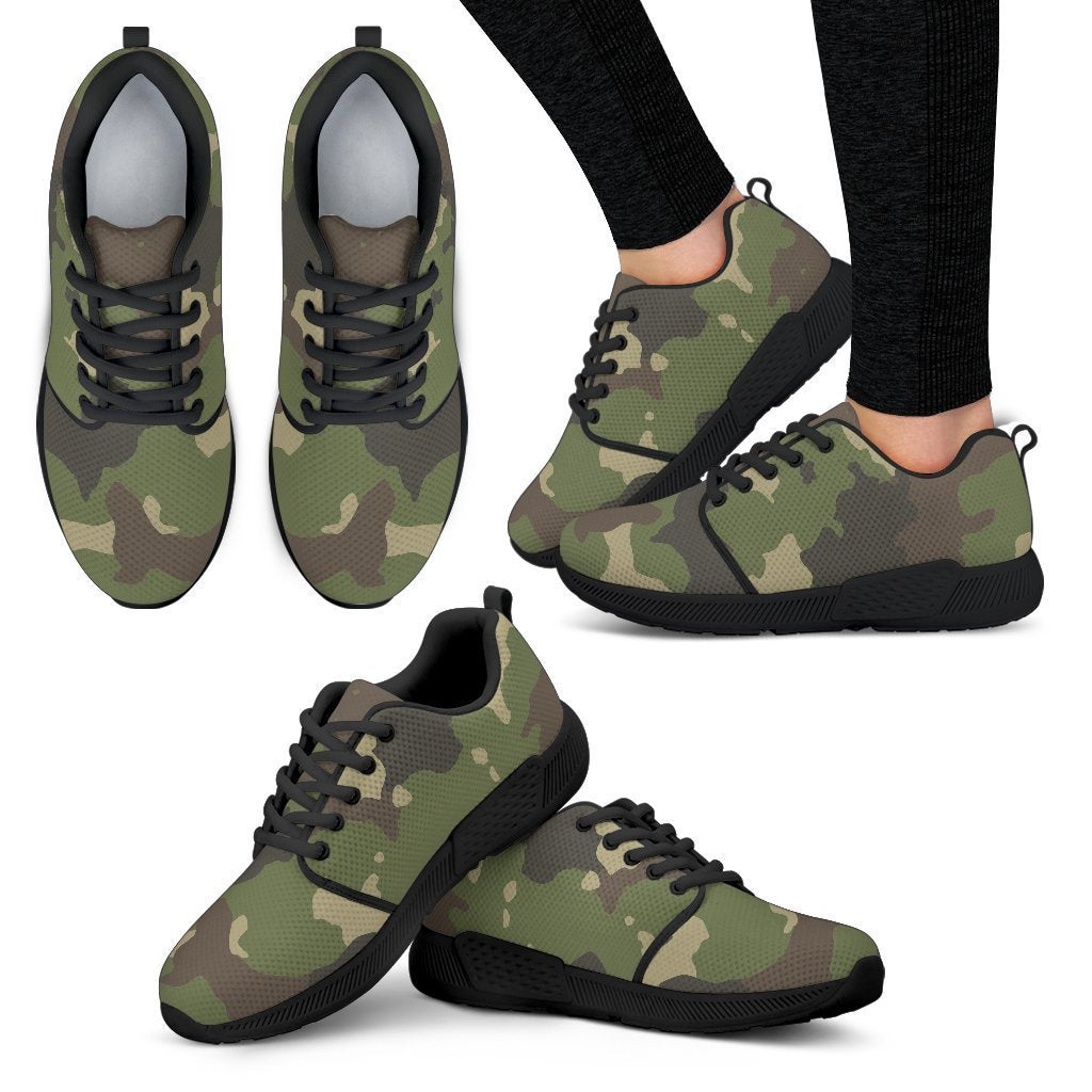 Classic Green Camouflage Print Women's Athletic Shoes