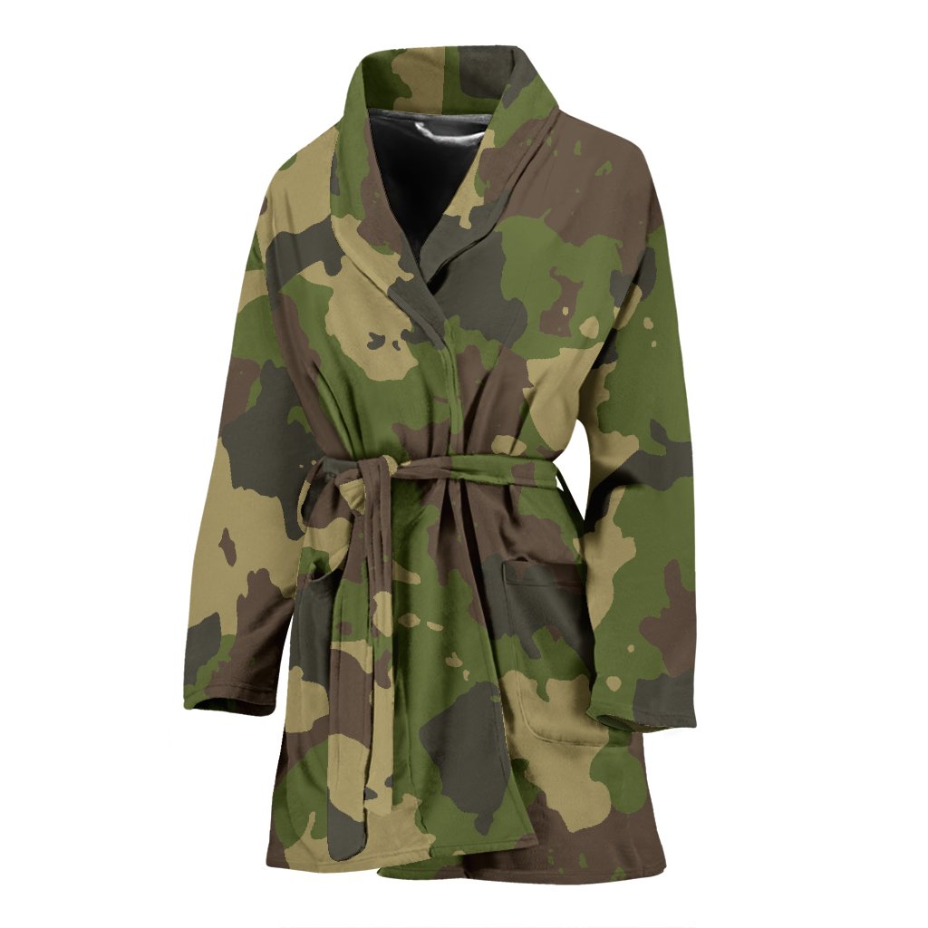 Classic Green Camouflage Print Women's Bathrobe