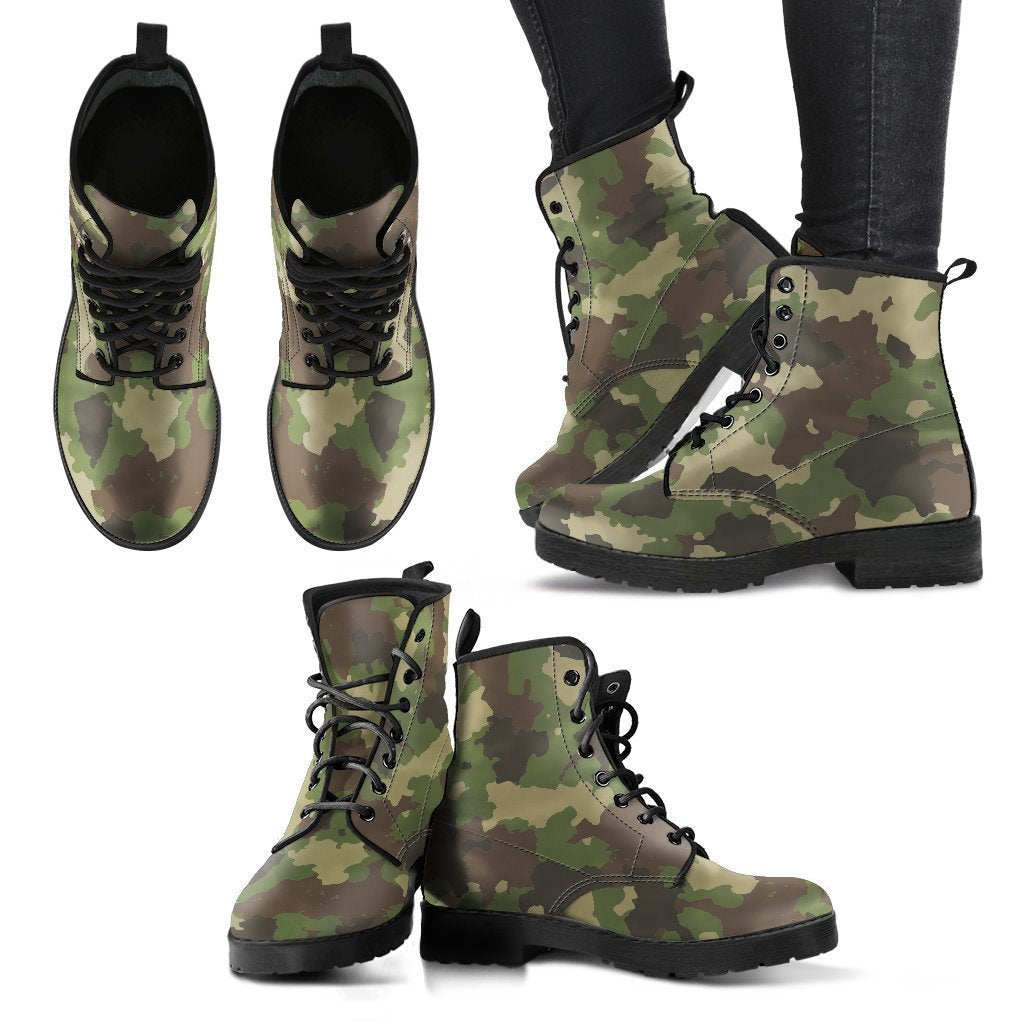 Classic Green Camouflage Print Women's Boots