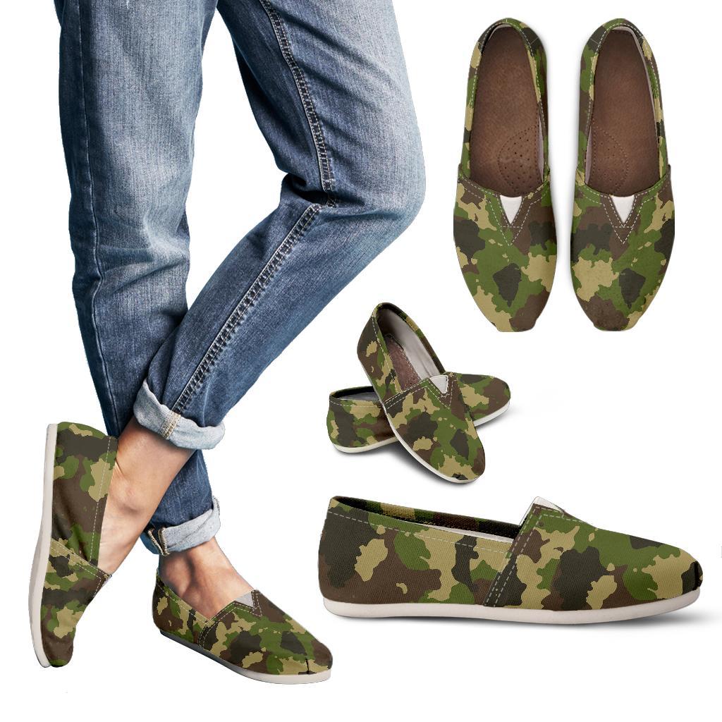 Classic Green Camouflage Print Women's Casual Canvas Shoes