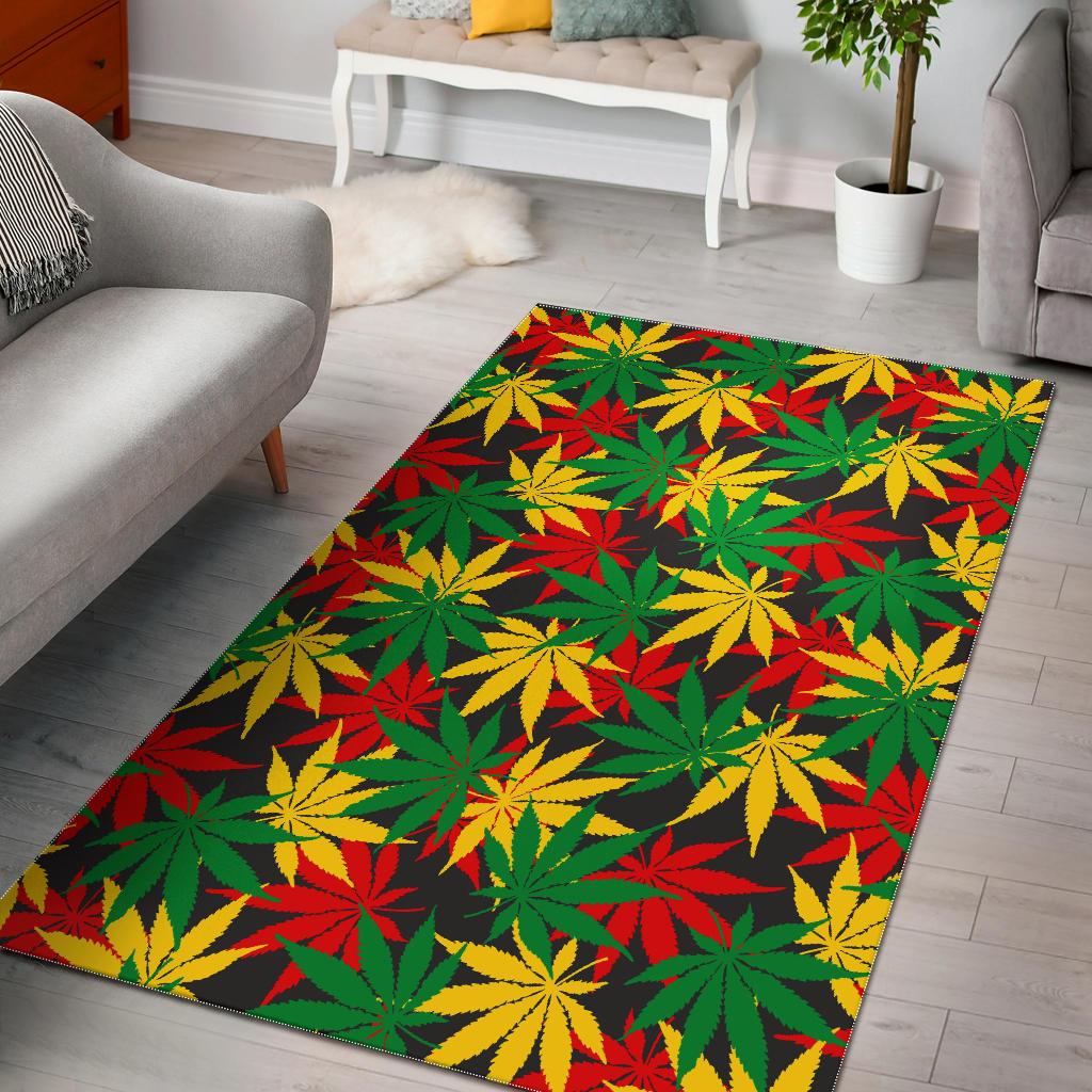 Classic Hemp Leaves Reggae Pattern Print Area Rug