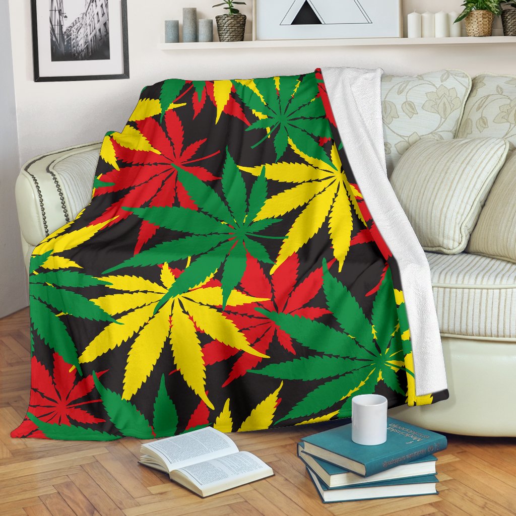 Classic Hemp Leaves Reggae Pattern Print Blanket