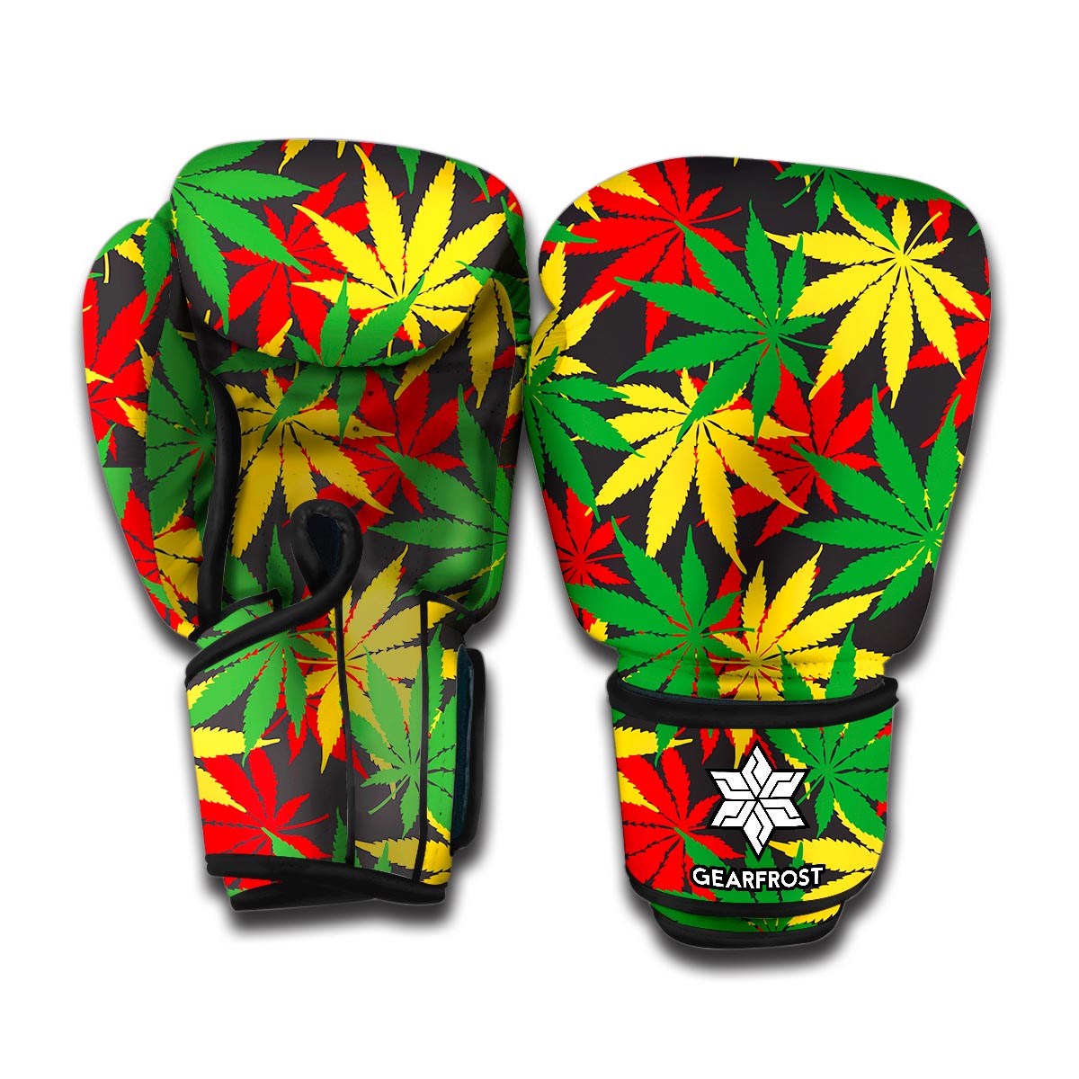 Classic Hemp Leaves Reggae Pattern Print Boxing Gloves