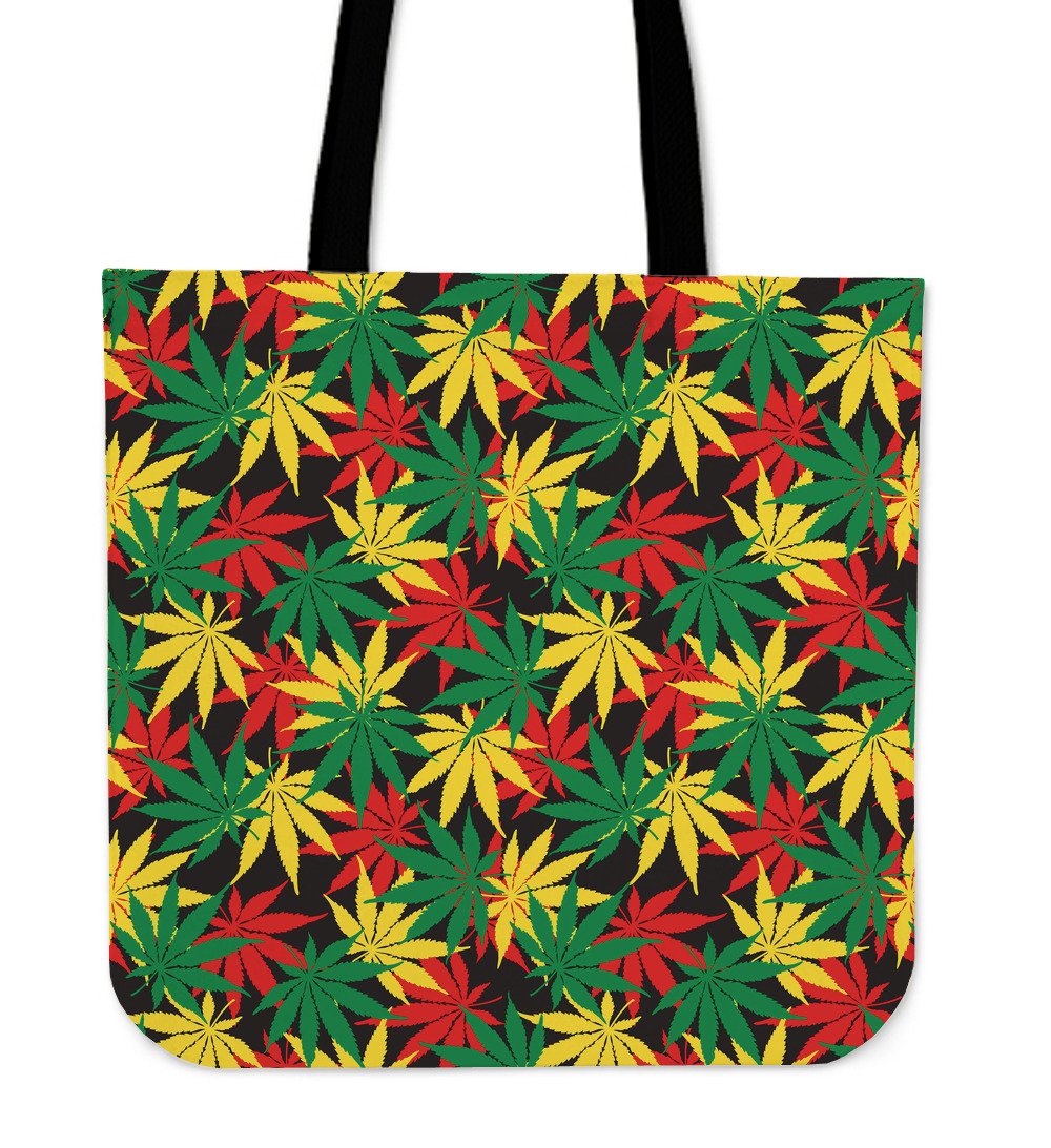 Classic Hemp Leaves Reggae Pattern Print Canvas Tote Bag