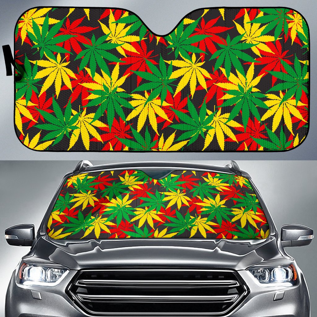 Classic Hemp Leaves Reggae Pattern Print Car Sun Shade