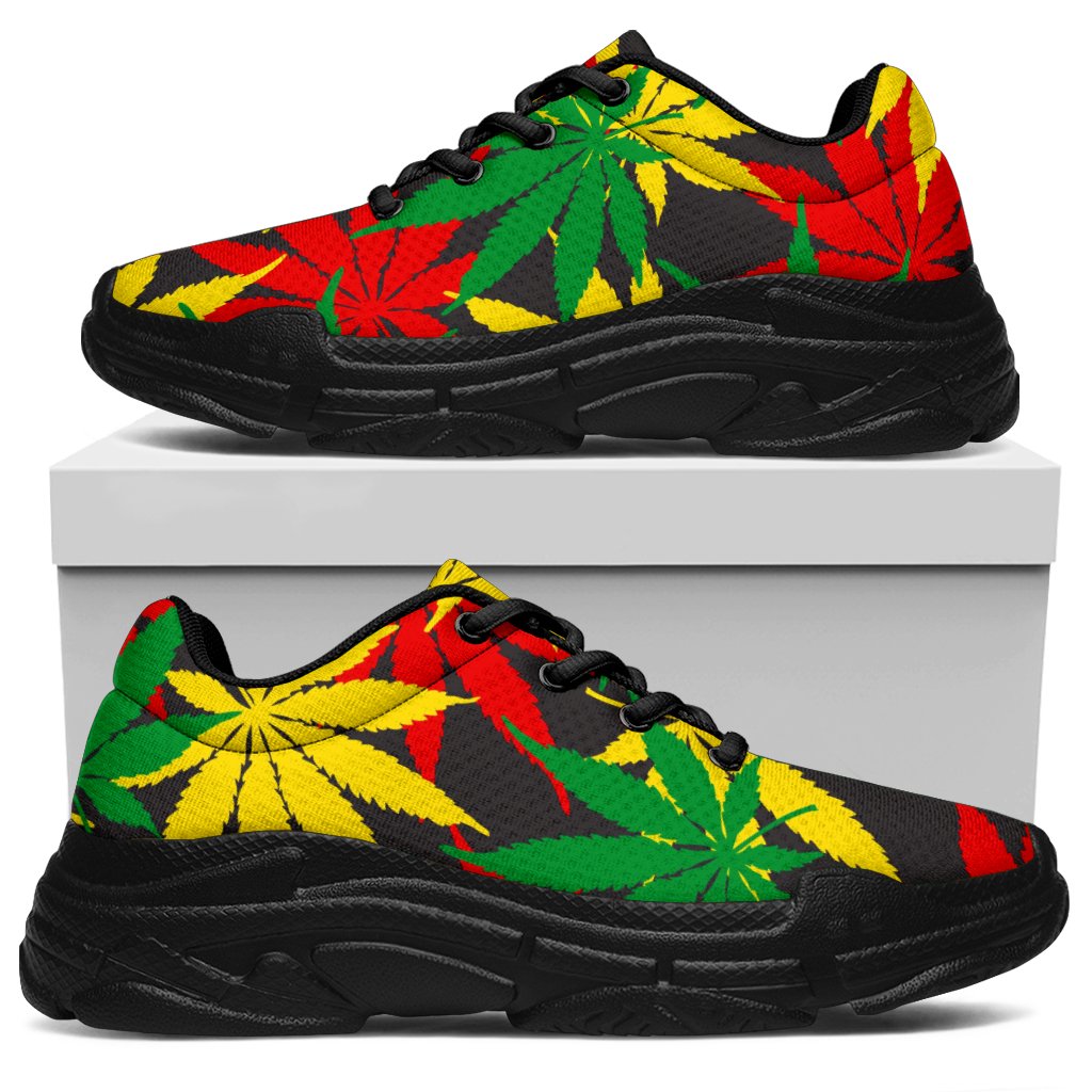 Classic Hemp Leaves Reggae Pattern Print Chunky Sneakers