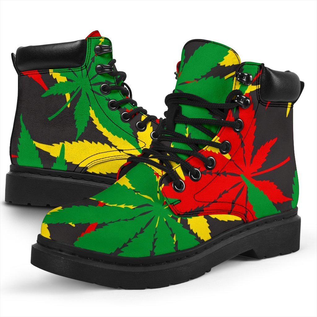 Classic Hemp Leaves Reggae Pattern Print Classic Boots