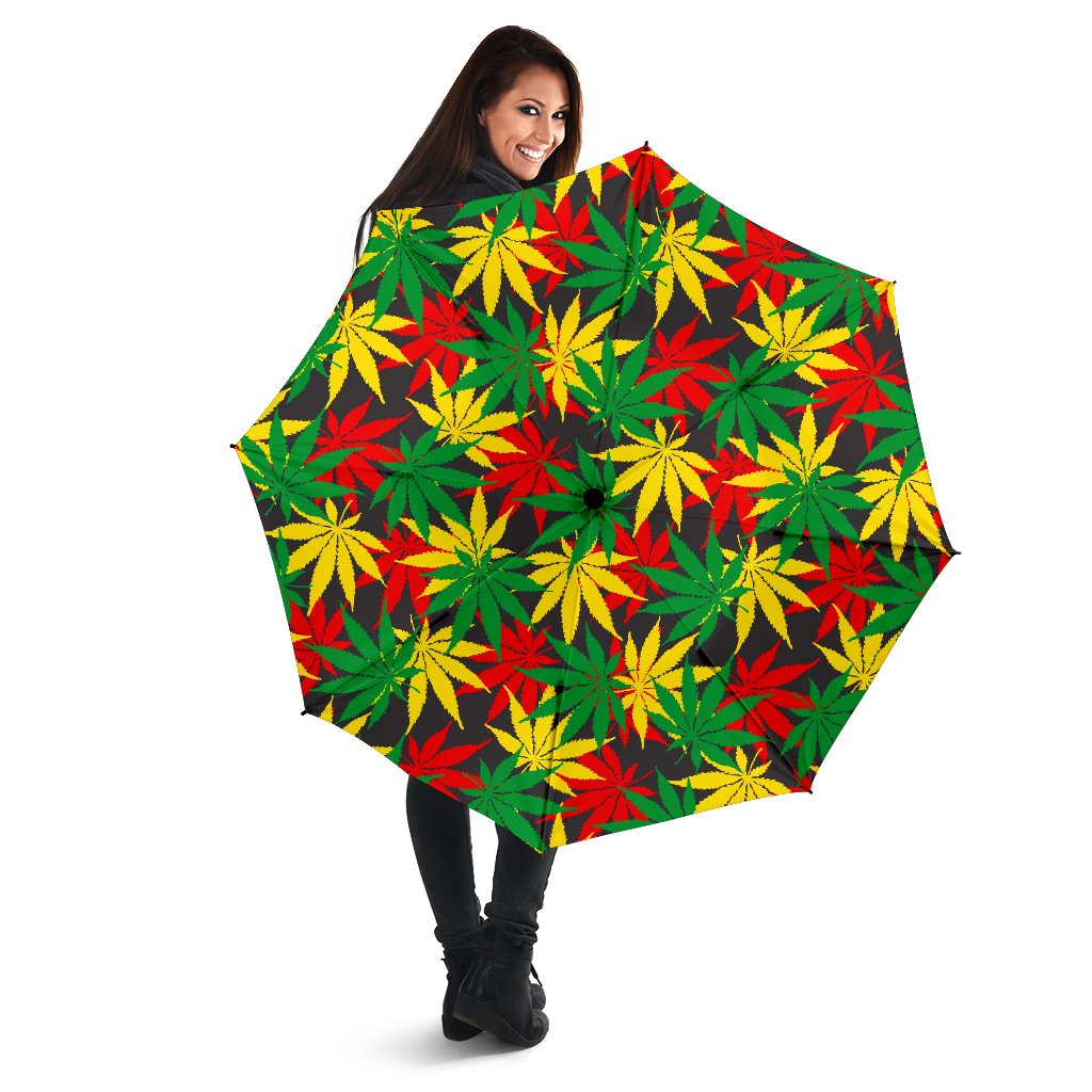 Classic Hemp Leaves Reggae Pattern Print Foldable Umbrella