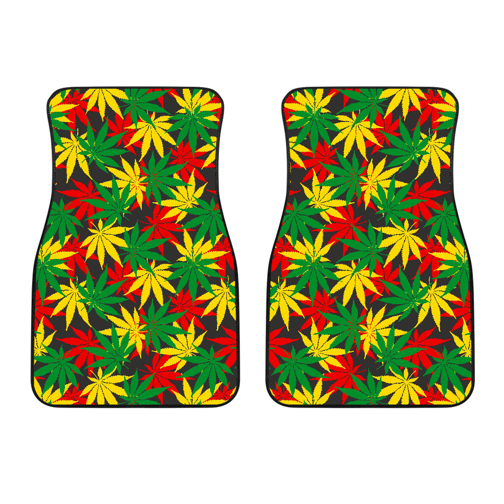 Classic Hemp Leaves Reggae Pattern Print Front Car Floor Mats