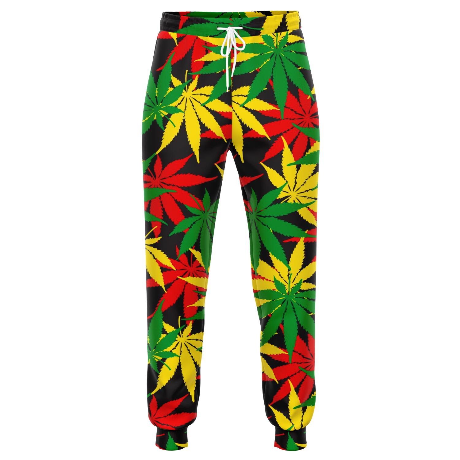 Classic Hemp Leaves Reggae Pattern Print Jogger Pants