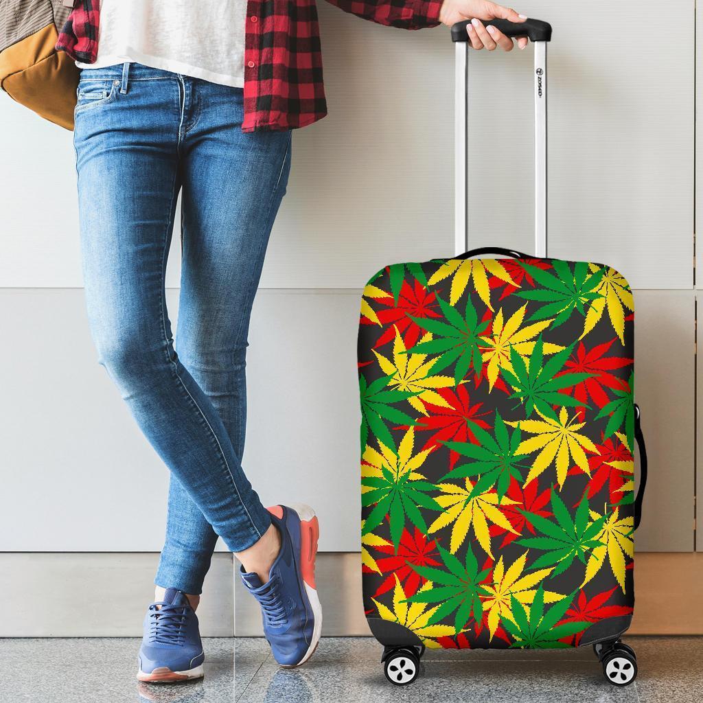 Classic Hemp Leaves Reggae Pattern Print Luggage Cover