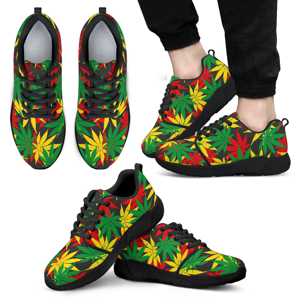 Classic Hemp Leaves Reggae Pattern Print Men's Athletic Shoes