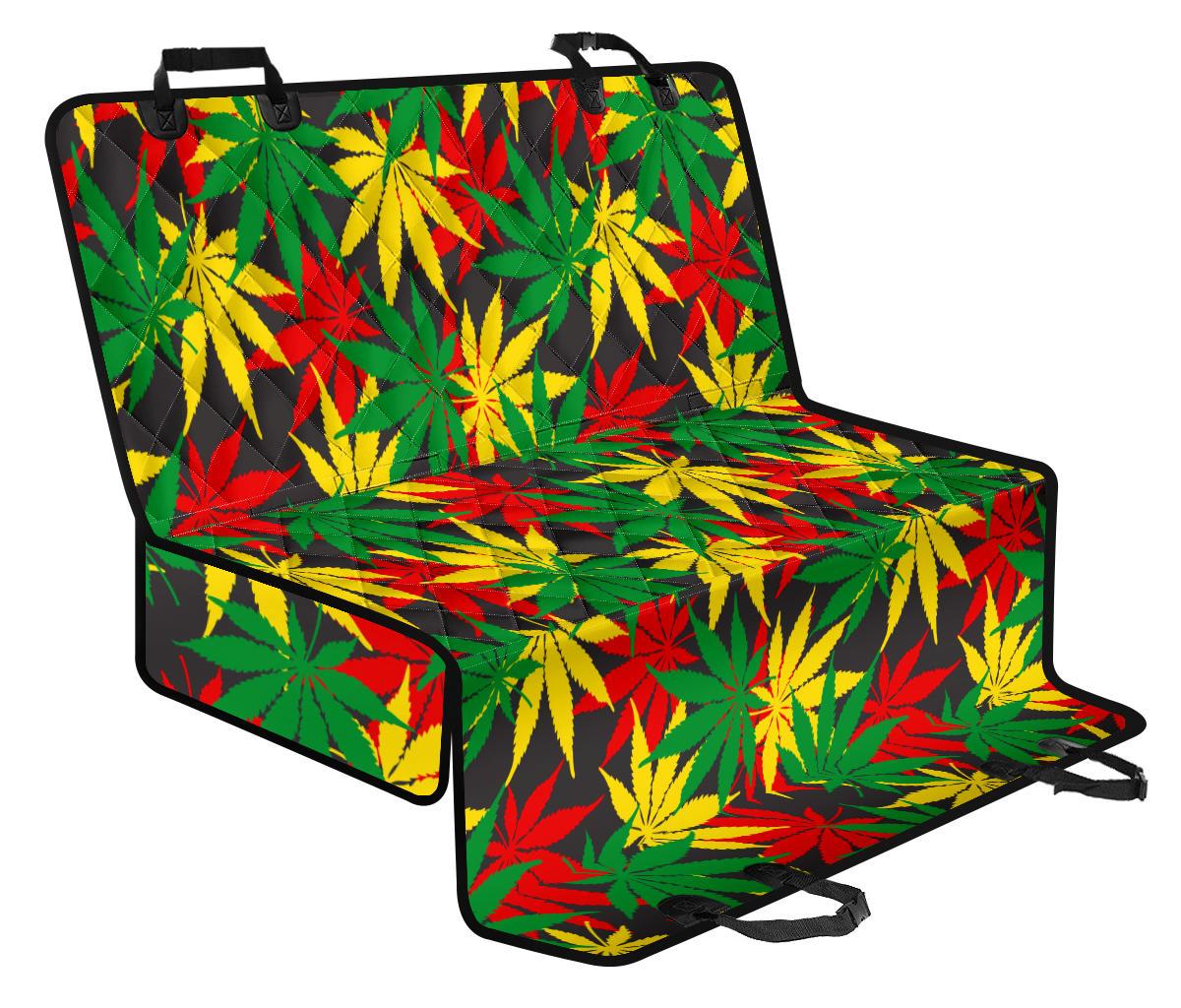 Classic Hemp Leaves Reggae Pattern Print Pet Car Back Seat Cover