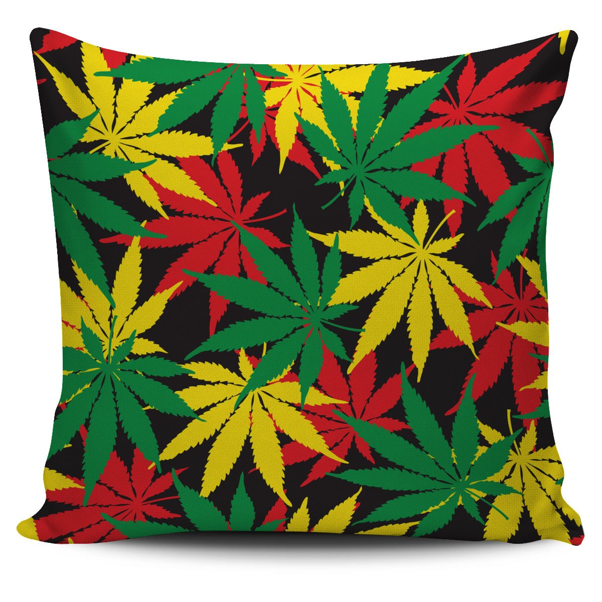 Classic Hemp Leaves Reggae Pattern Print Pillow Cover