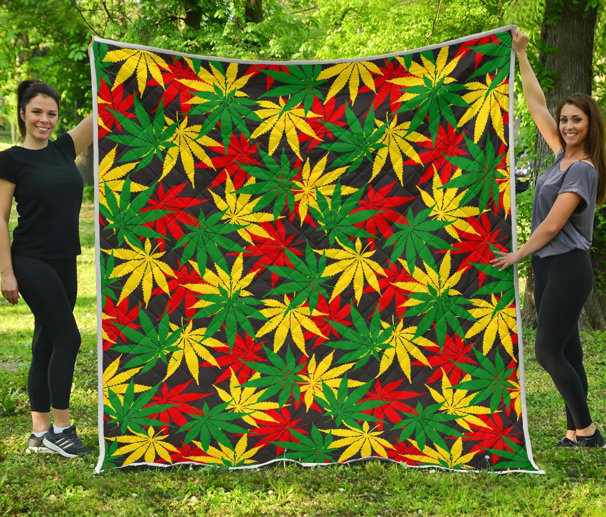 Classic Hemp Leaves Reggae Pattern Print Quilt