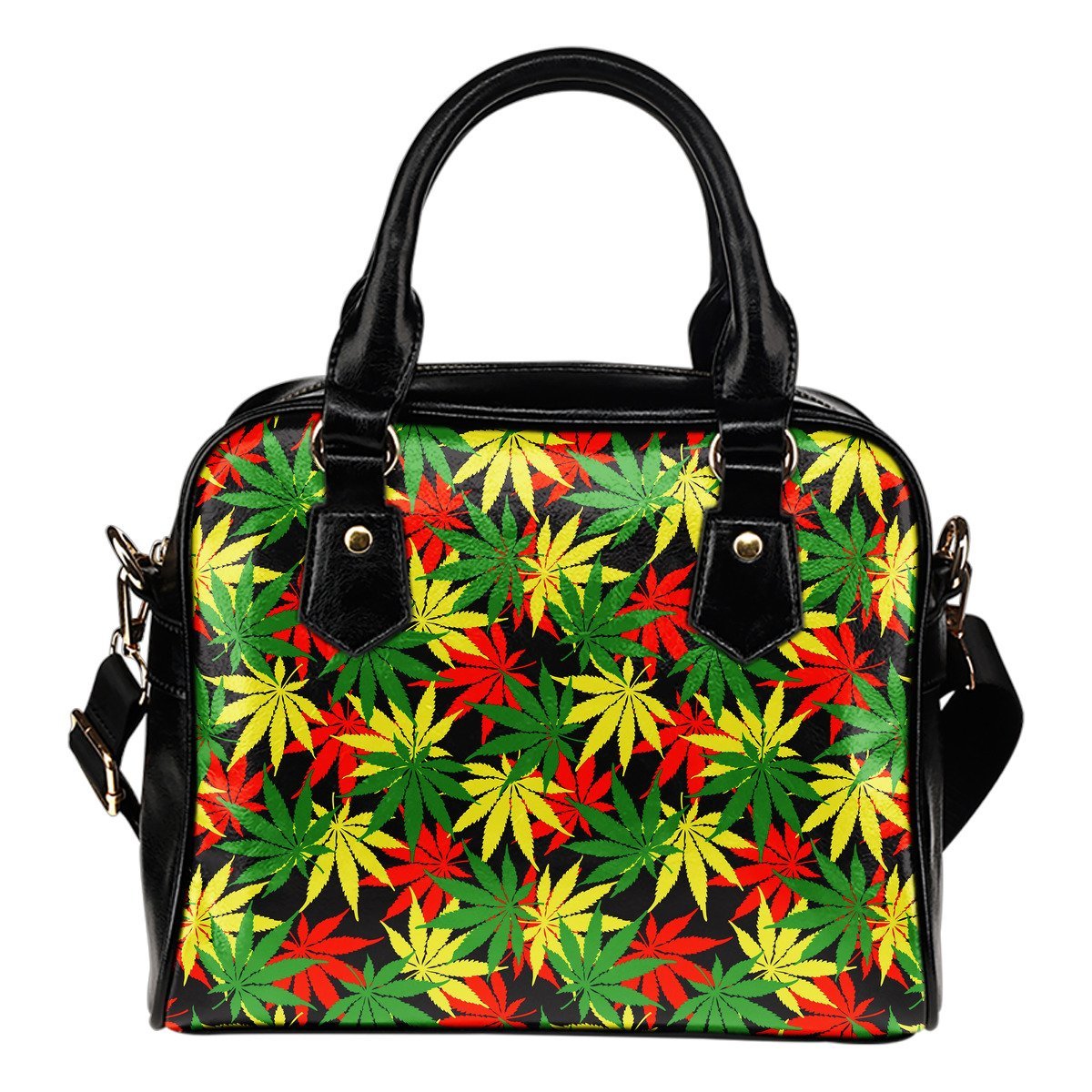 Classic Hemp Leaves Reggae Pattern Print Shoulder Handbag