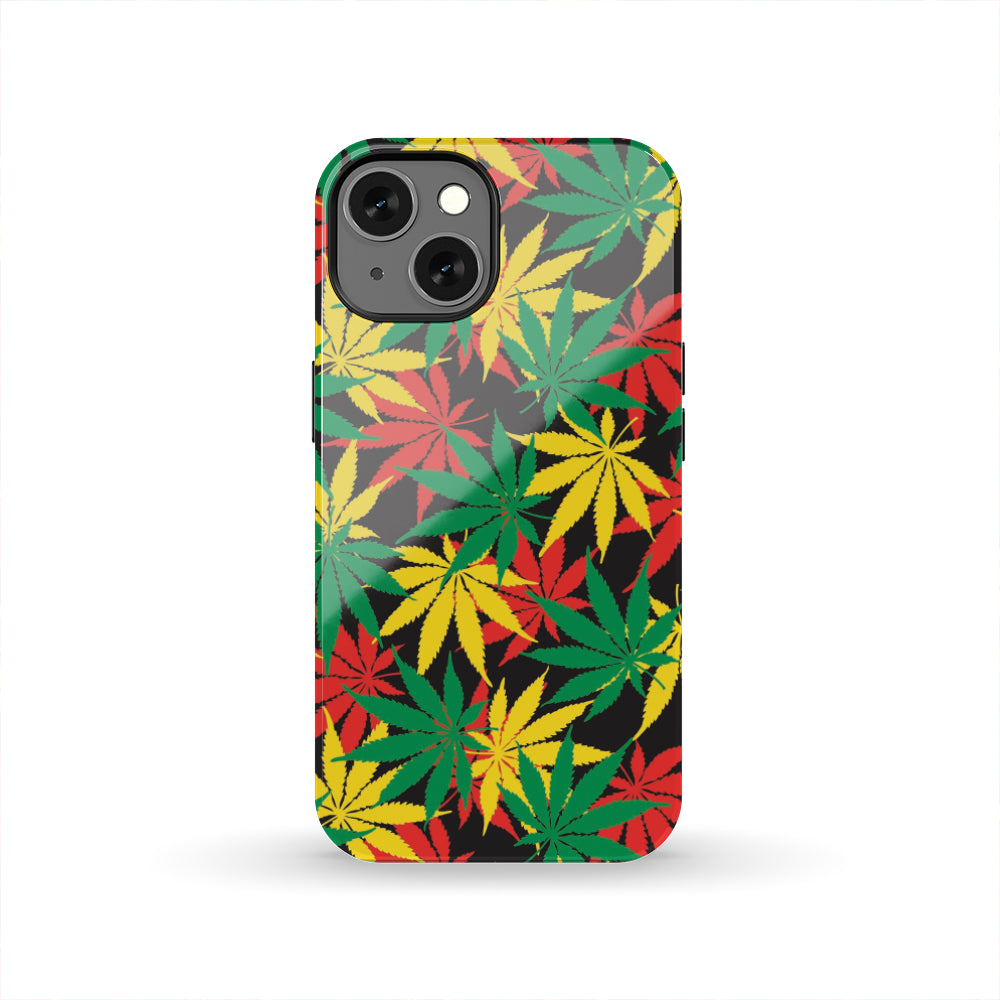 Classic Hemp Leaves Reggae Pattern Print Tough Phone Case