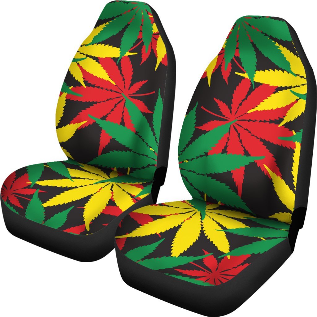 Classic Hemp Leaves Reggae Pattern Print Universal Fit Car Seat Covers