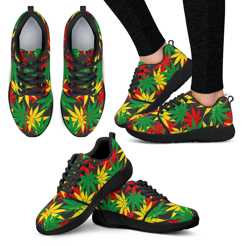 Classic Hemp Leaves Reggae Pattern Print Women's Athletic Shoes