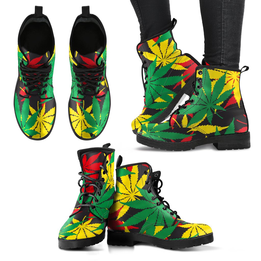 Classic Hemp Leaves Reggae Pattern Print Women's Boots