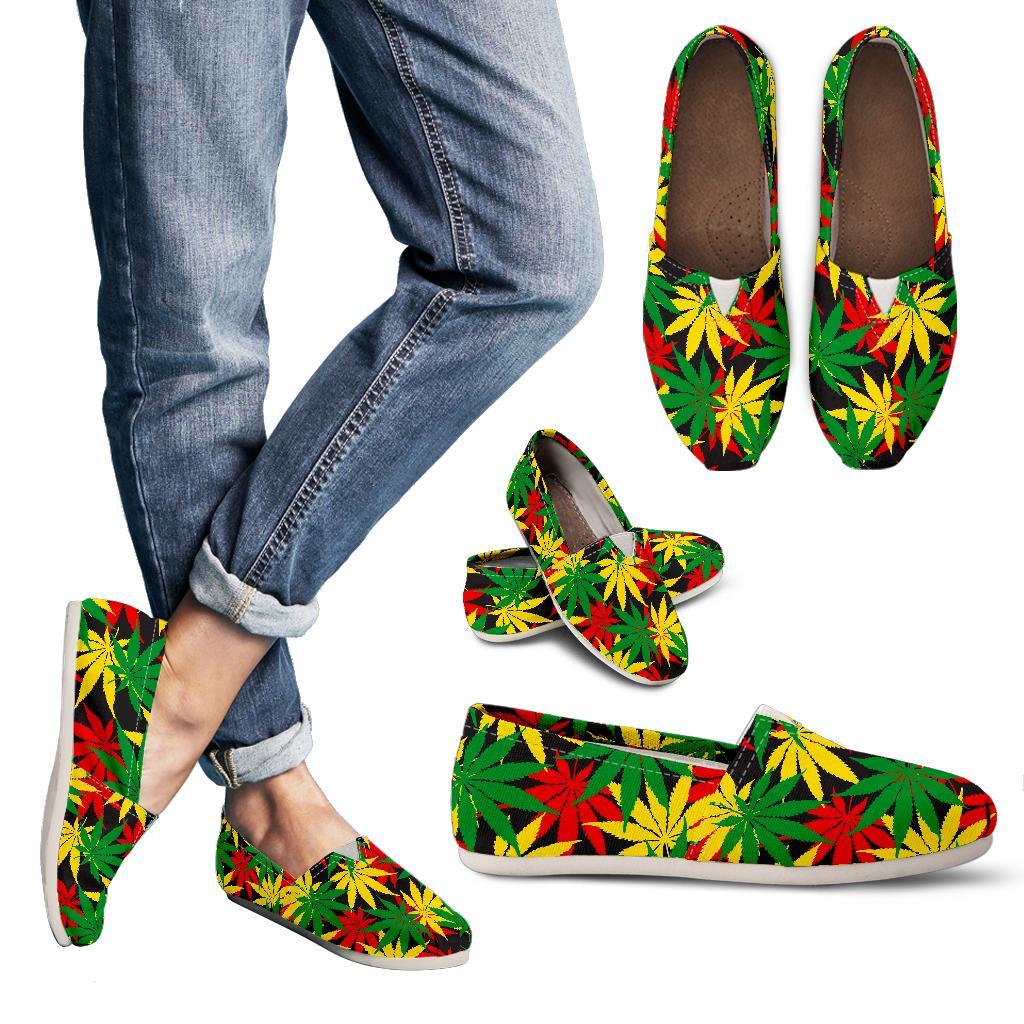 Classic Hemp Leaves Reggae Pattern Print Women's Casual Canvas Shoes