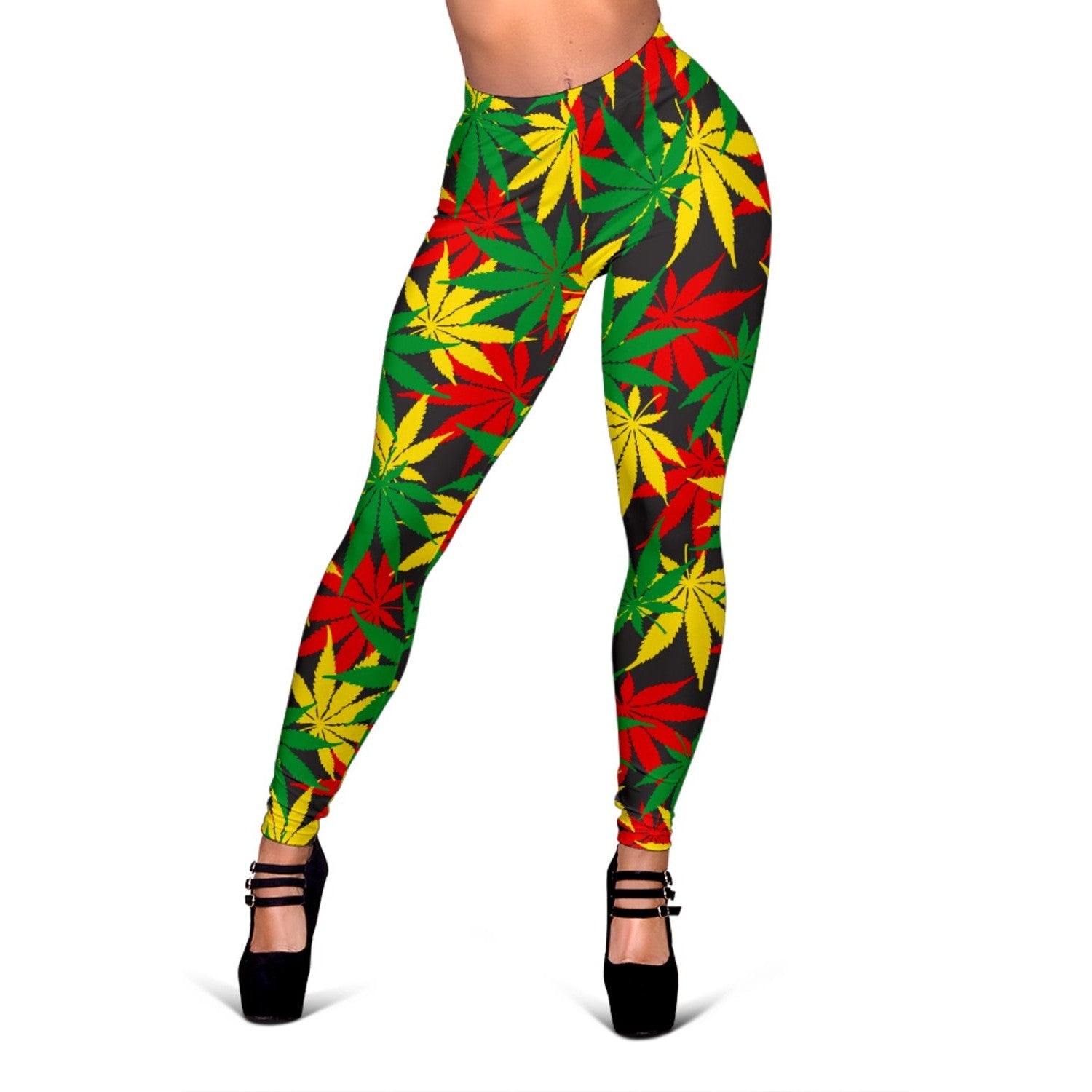 Classic Hemp Leaves Reggae Pattern Print Women's Leggings