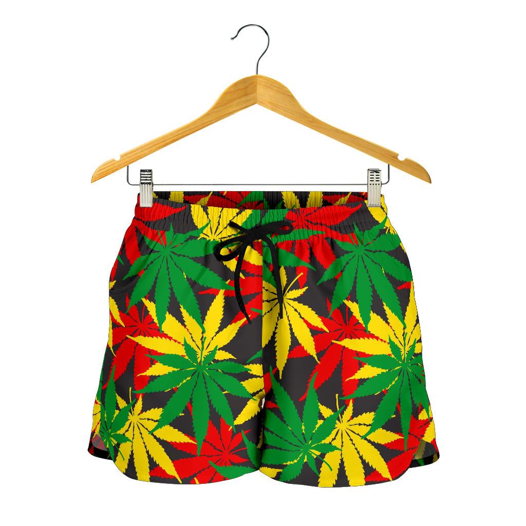 Classic Hemp Leaves Reggae Pattern Print Women's Shorts